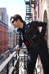 AVENUE D BLACK LEATHER JACKET (CROPPED) (MENS)