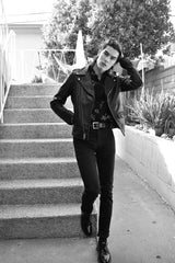 BOWERY BLACK LEATHER JACKET (MENS) (NO BELT)