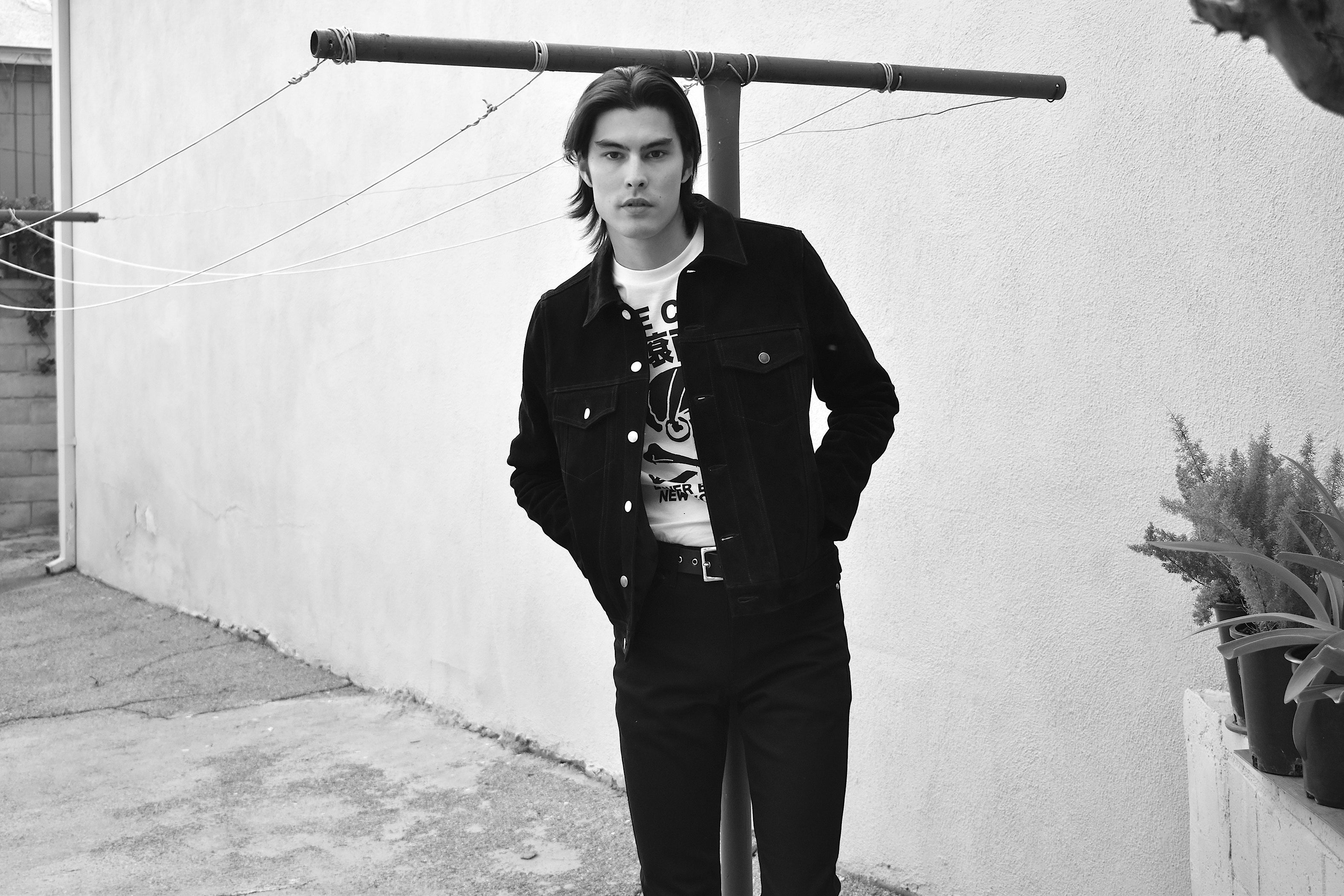 SIXTY EIGHT BLACK LEATHER SUEDE TRUCKER JACKET