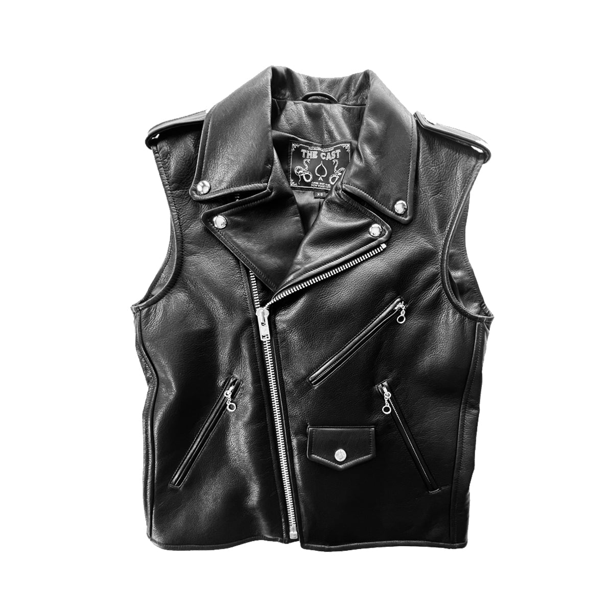 CROPPED BOWERY BLACK LEATHER VEST (MENS)