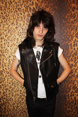 CROPPED BOWERY BLACK LEATHER VEST (MENS)