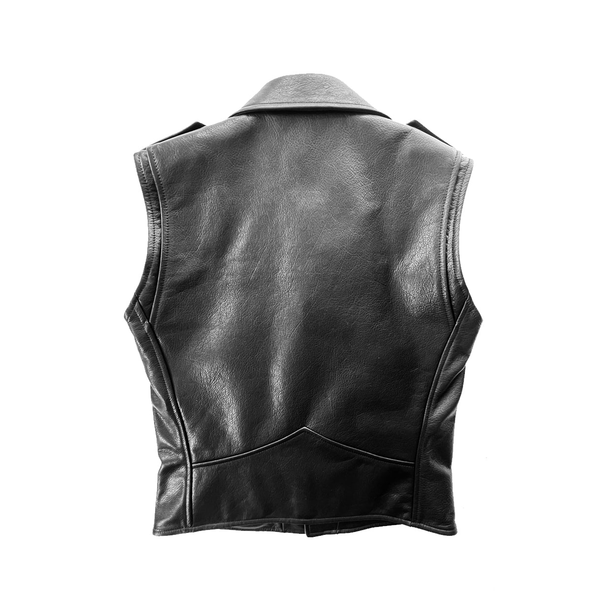 CROPPED BOWERY BLACK LEATHER VEST (MENS)