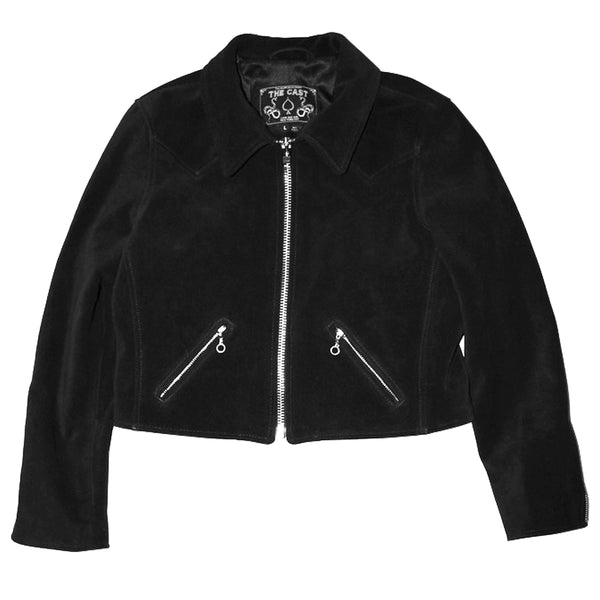 CROPPED JOHNNIE LEATHER JACKET (BLACK SUEDE)