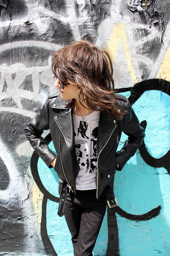 CROPPED BOWERY - BLACK LEATHER JACKET (MENS) *BEST SELLER