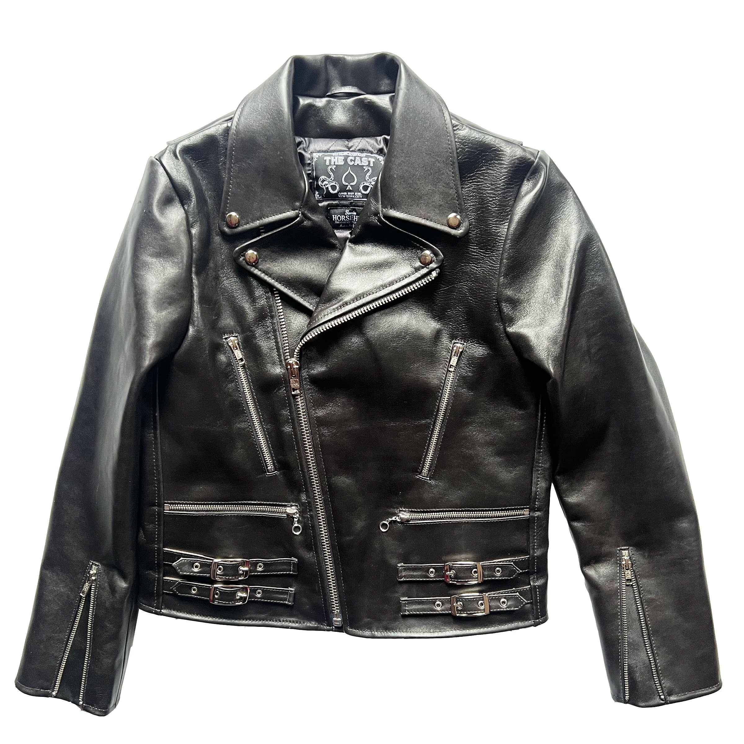 HORSEHIDE CROPPED ESSEX BLACK LEATHER JACKET