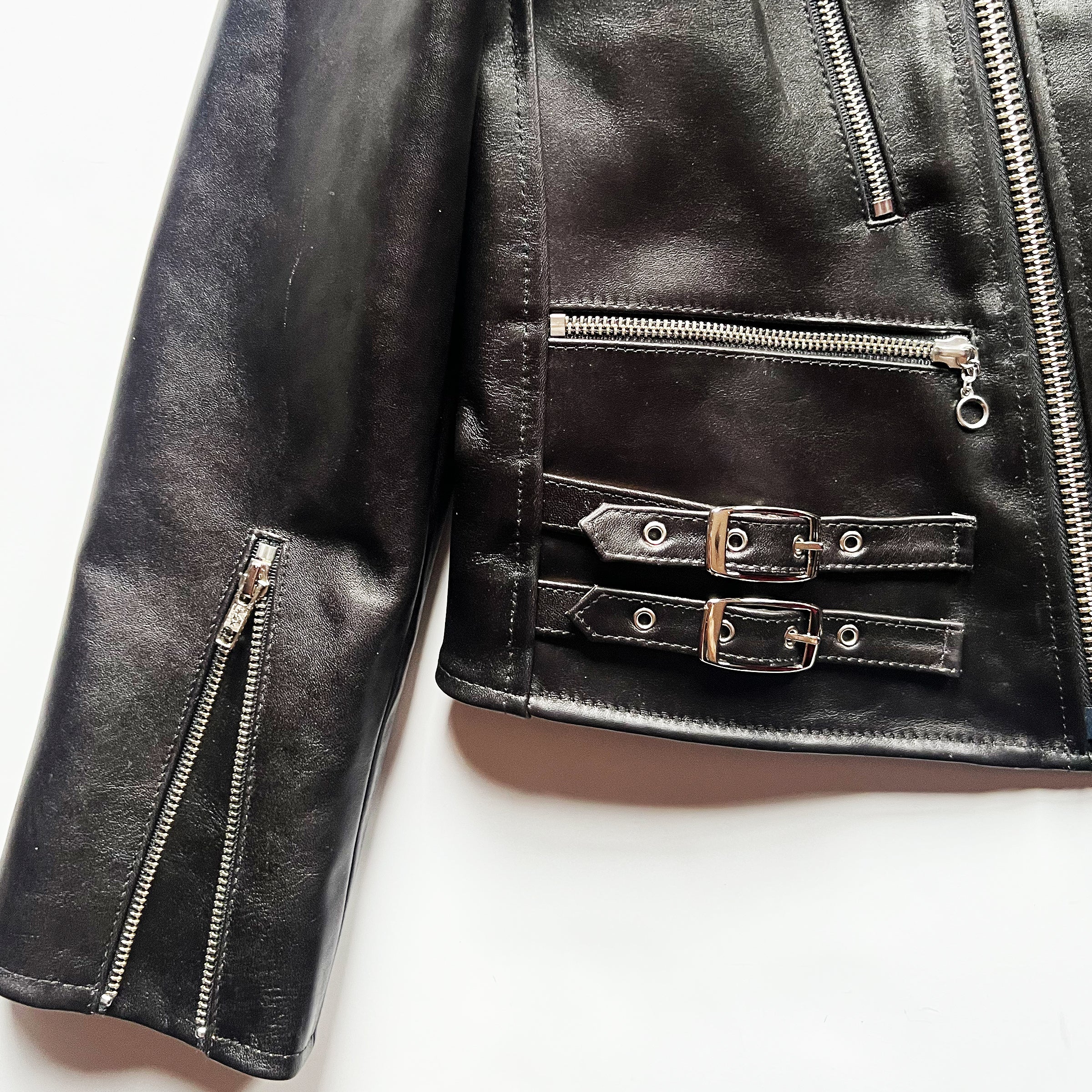 HORSEHIDE CROPPED ESSEX BLACK LEATHER JACKET