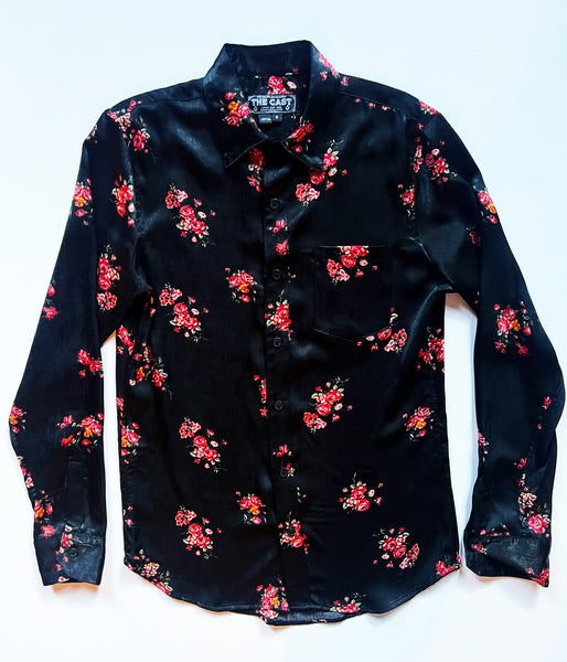 LOVE ME Black Rose Print Shirt