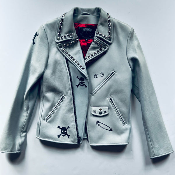 ONE-OF-A-KIND BABY BLUE LEATHER BIKER JACKET #19