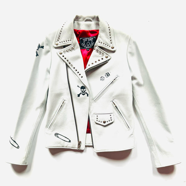 ONE-OF-A-KIND WHITE LEATHER BIKER JACKET #20