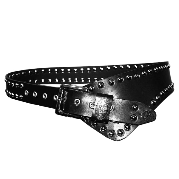 PIRATE LOVE BLACK LEATHER DOME STUDDED BELT