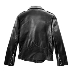 STUDDED BOWERY BLACK LEATHER JACKET (MENS)