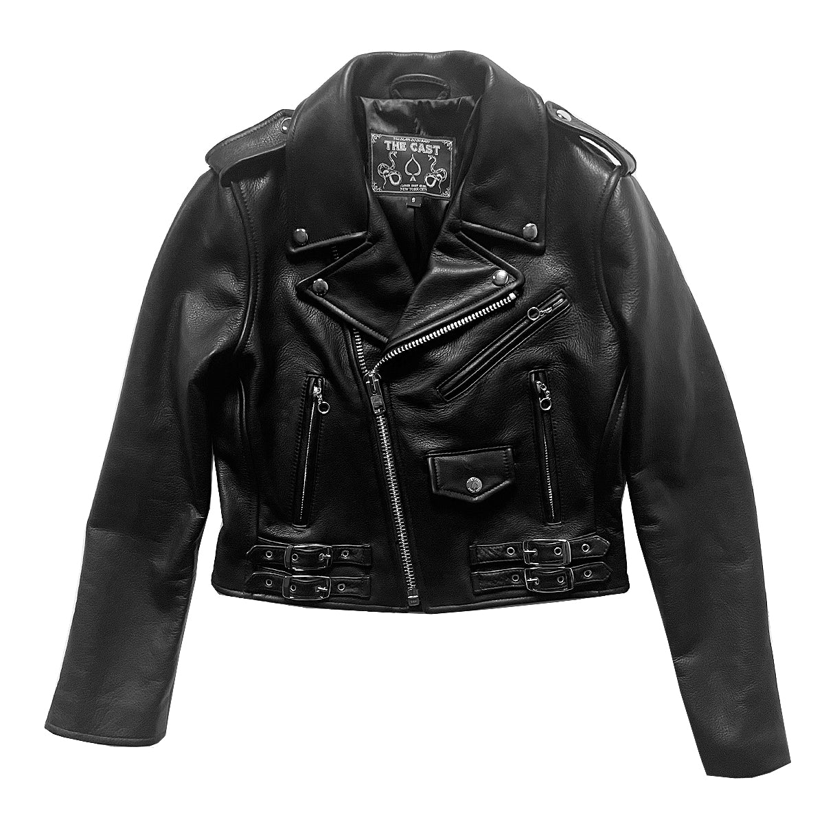 CROPPED ESSEX BLACK LEATHER JACKET (WOMENS)