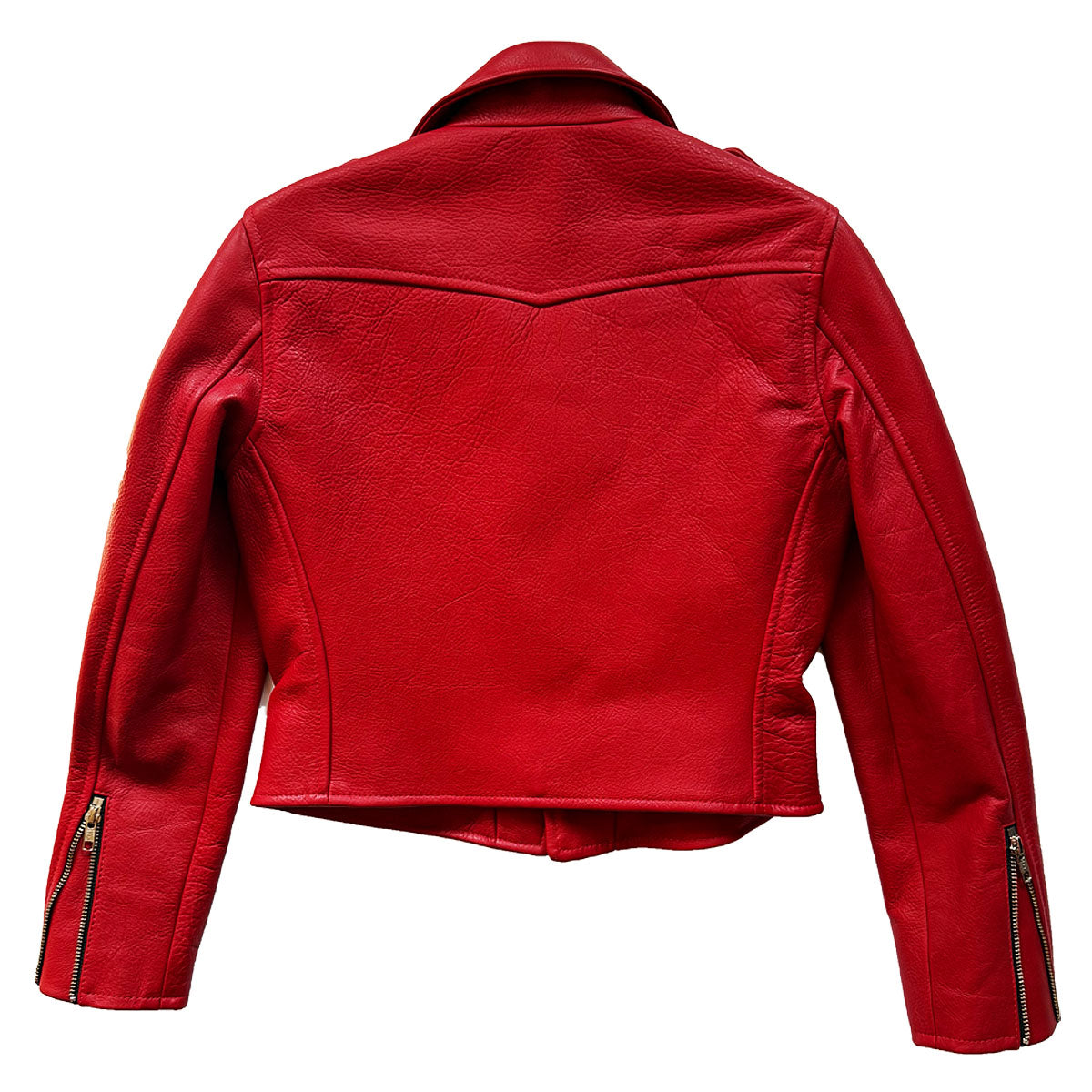 CROPPED BOWERY RED LEATHER JACKET (WOMENS)