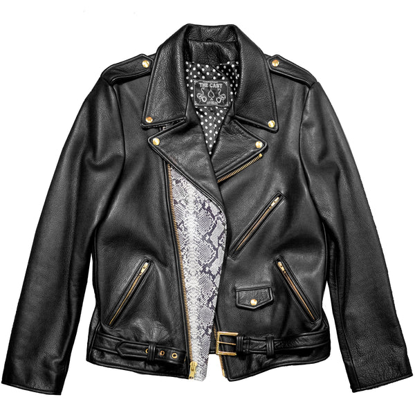 BOWERY JACKET - L / SNAKESKIN DETAIL, POLKA-DOT LINING + GOLD HARDWARE