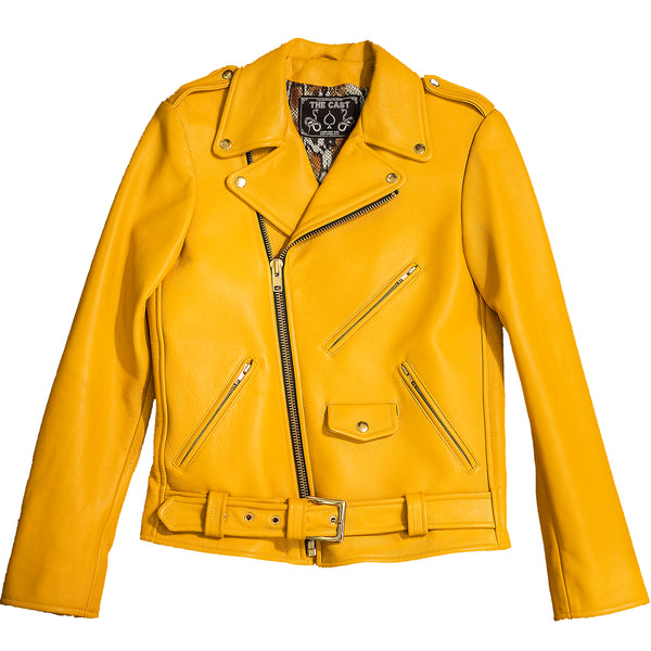 BOWERY JACKET - S / YELLOW w/ SNAKESKIN LINING + GOLD HARDWARE