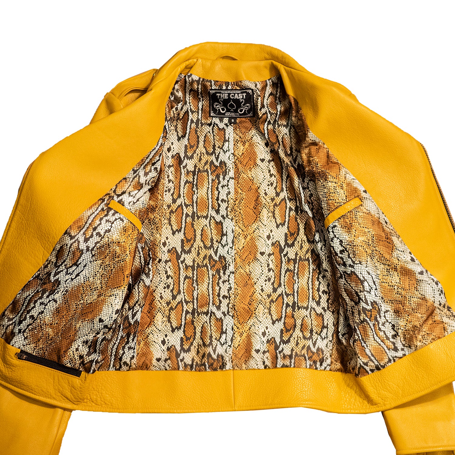 BOWERY JACKET - S / YELLOW w/ SNAKESKIN LINING + GOLD HARDWARE