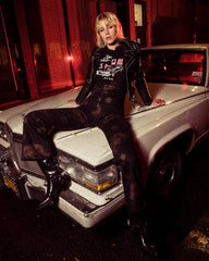 CROPPED STUDDED BOWERY BLACK LEATHER JACKET (WOMENS)