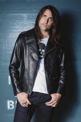 BOWERY BLACK LEATHER JACKET (MENS) (NO BELT)