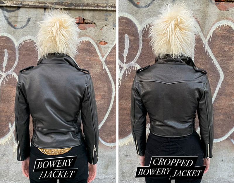 CROPPED BOWERY BLACK LEATHER JACKET (WOMENS)