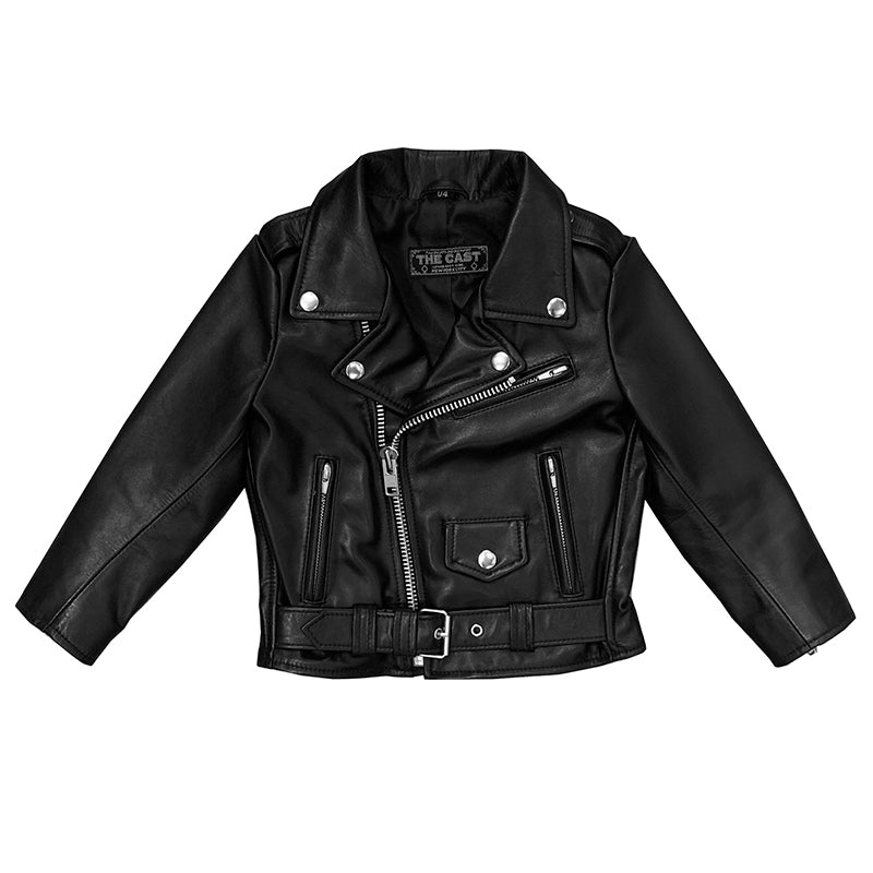 KIDS BOWERY BLACK LEATHER JACKET (SIZE 2 THRU 12)