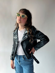 KIDS BOWERY BLACK LEATHER JACKET (SIZE 2 THRU 12)