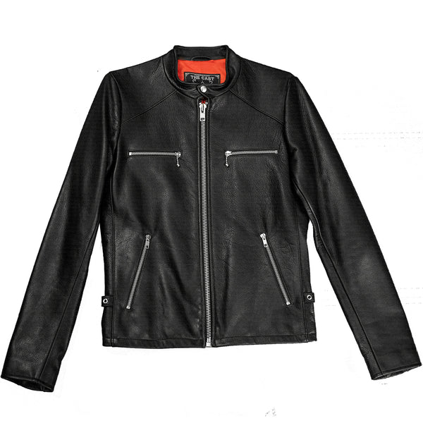 AMSTERDAM CAFE RACER BLACK LEATHER BIKER JACKET