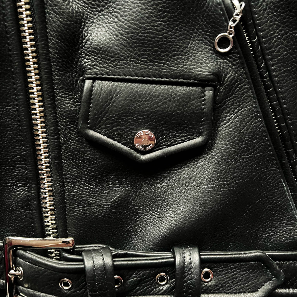 BOWERY BLACK LEATHER JACKET (CRIMSON RED LINING)