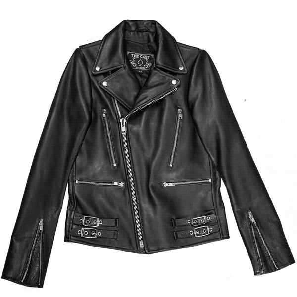 ESSEX BLACK LEATHER BIKER JACKET