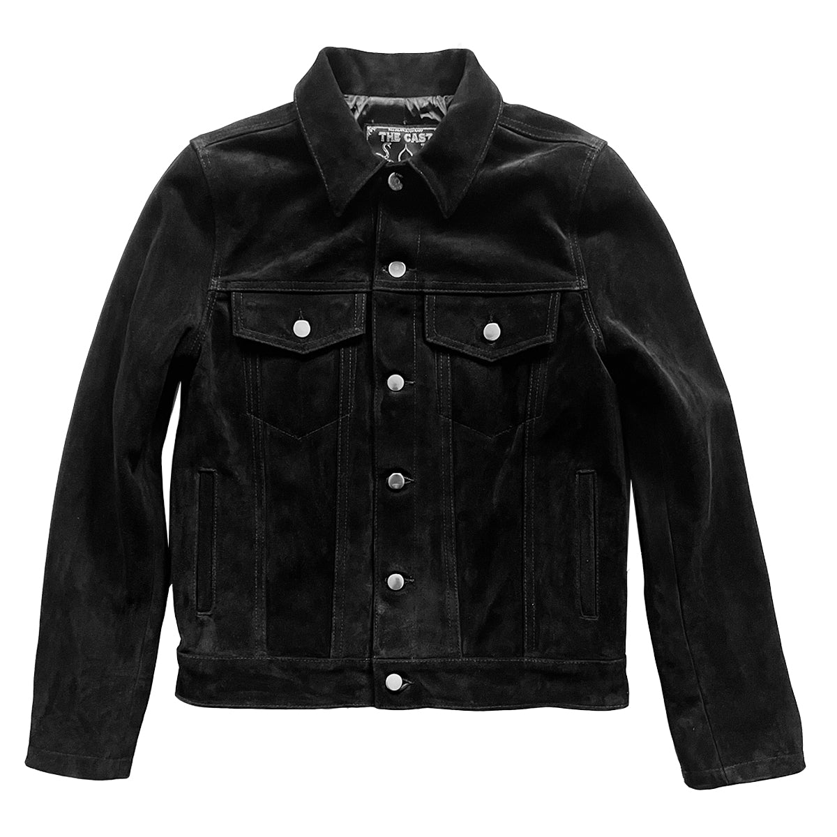 SIXTY EIGHT BLACK LEATHER SUEDE TRUCKER JACKET