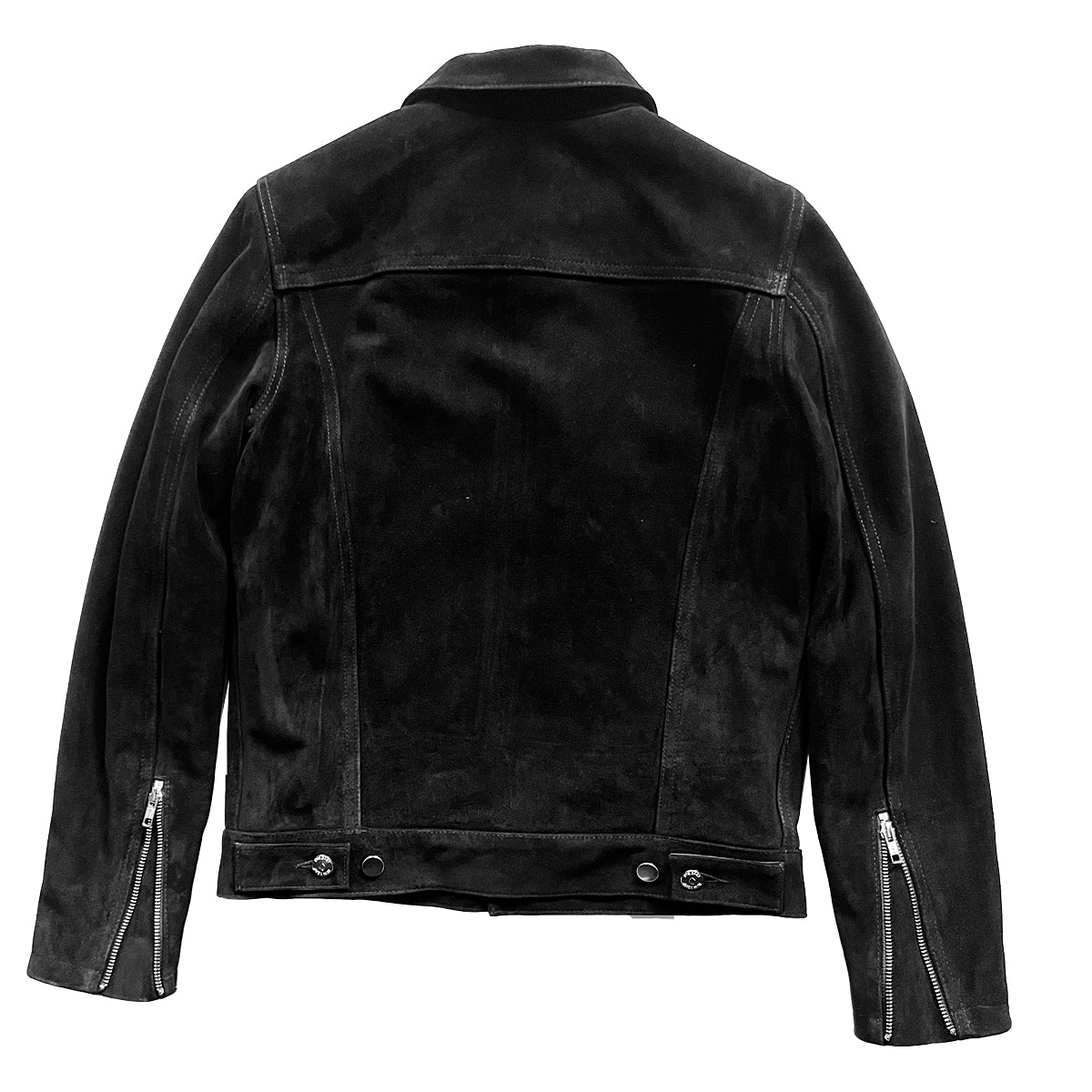 SIXTY EIGHT BLACK LEATHER SUEDE TRUCKER JACKET