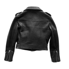 CROPPED STUDDED BOWERY BLACK LEATHER JACKET (WOMENS)