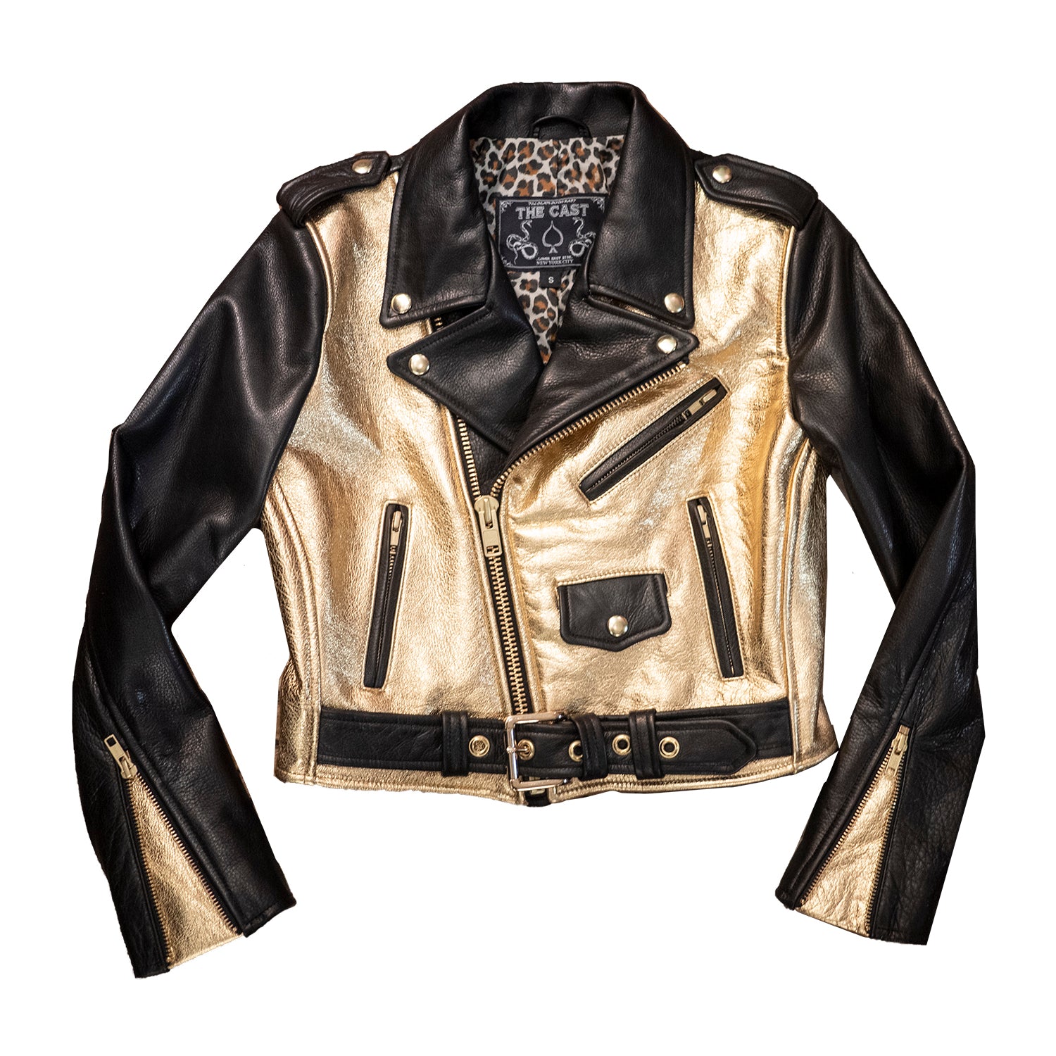 CROPPED BOWERY JACKET - Gold Metallic & Black