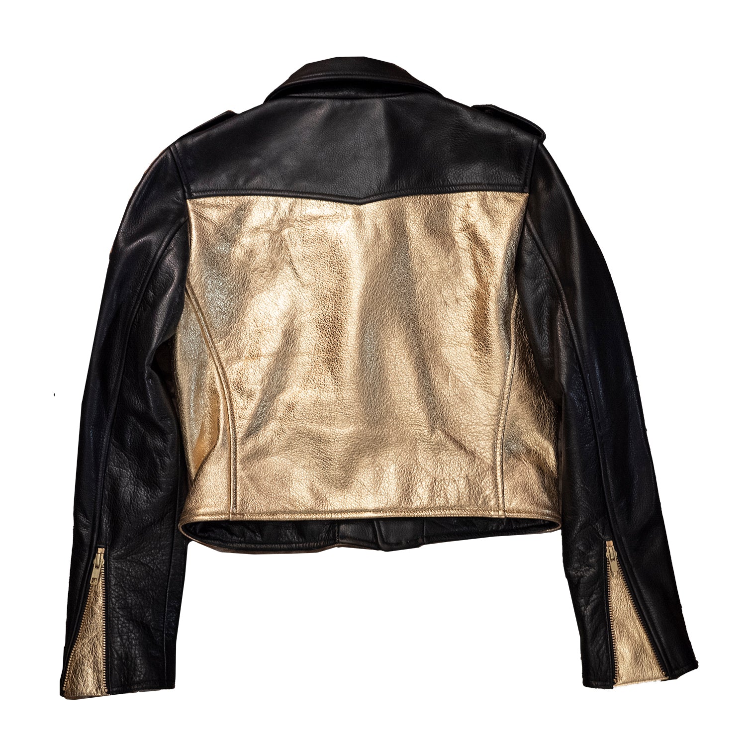CROPPED BOWERY JACKET - Gold Metallic & Black