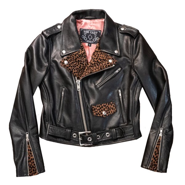 CROPPED BOWERY JACKET - Black & Cheetah