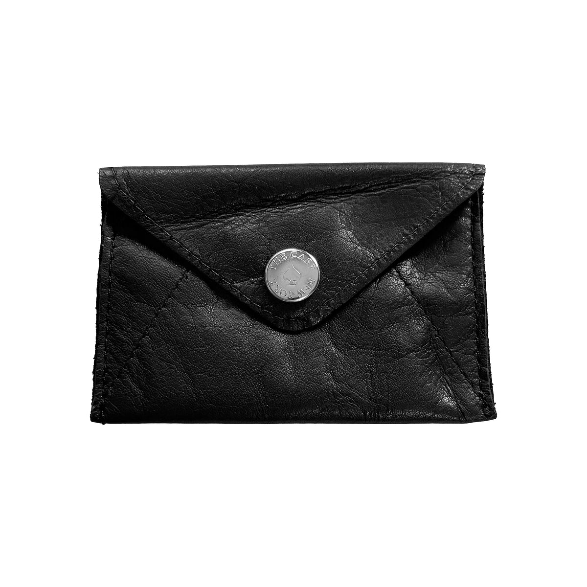 LEATHER CARD HOLDER - Black Pebbled Cowhide