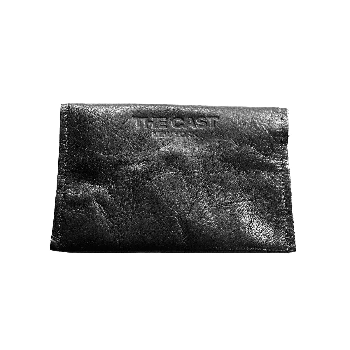 LEATHER CARD HOLDER - Black Pebbled Cowhide