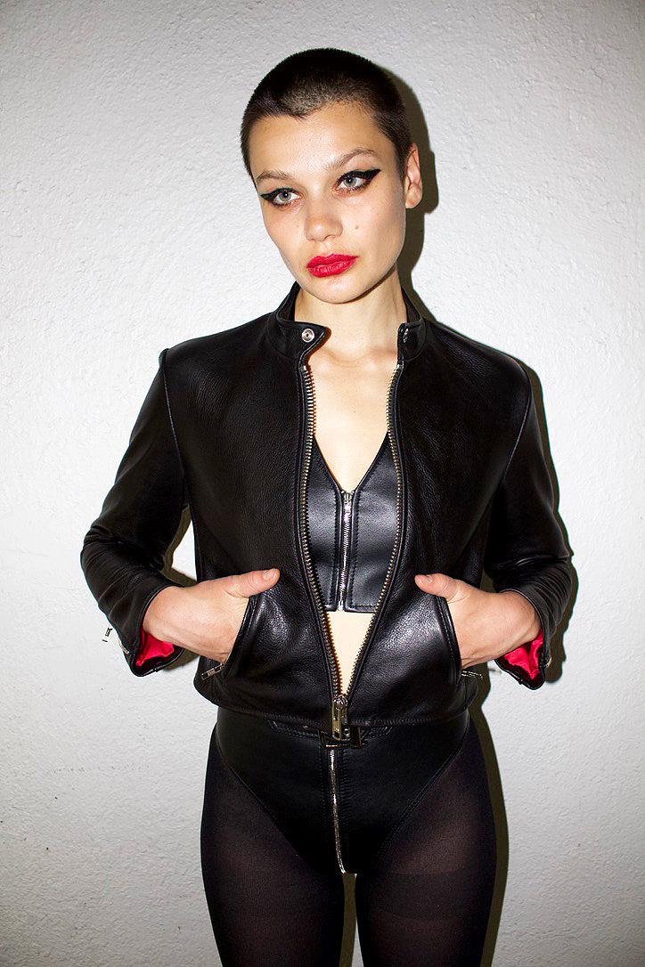 CROPPED AMSTERDAM CAFE LEATHER JACKET (LIGHTWEIGHT COWHIDE)