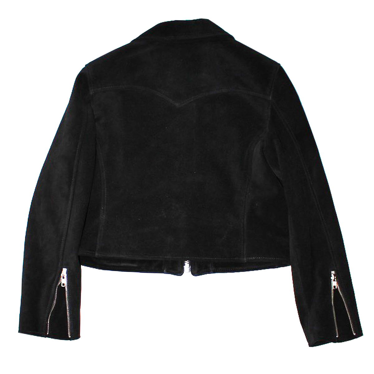 CROPPED JOHNNIE LEATHER JACKET (BLACK SUEDE)