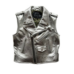 CROPPED BOWERY VEST - Metallic Silver