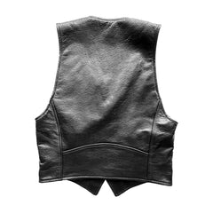 CROPPED OUTLAW 4-BUTTON BLACK LEATHER VEST