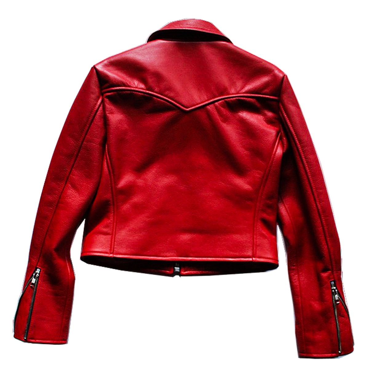 CROPPED JOHNNIE LEATHER JACKET (RED)