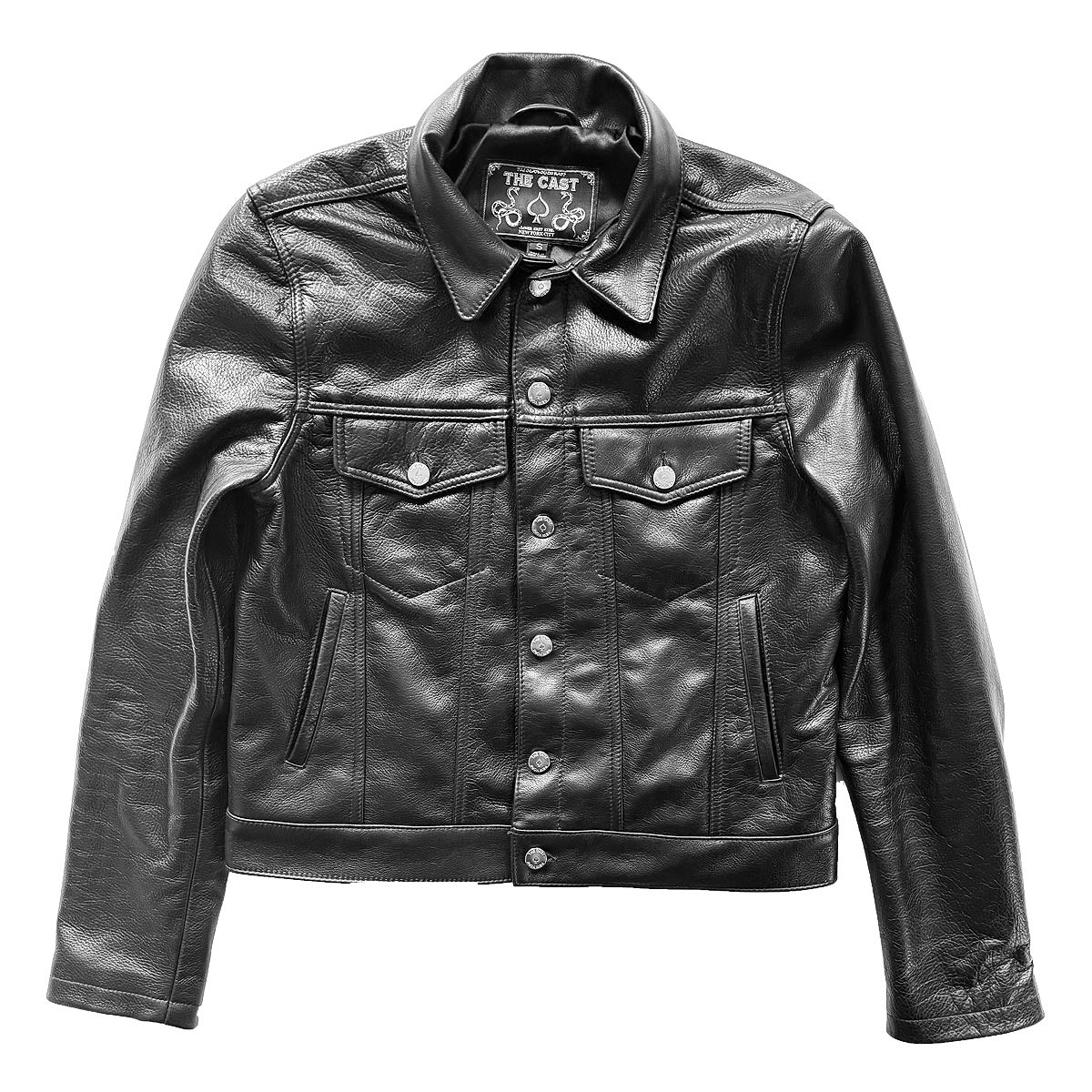 CROPPED SIXTY EIGHT LEATHER TRUCKER JACKET