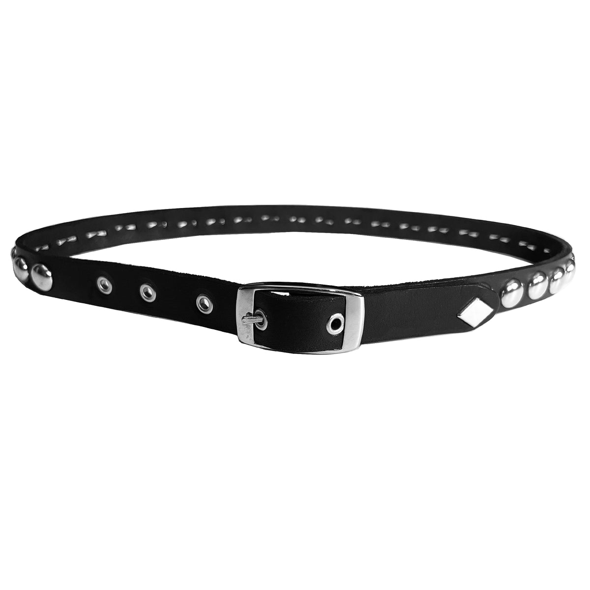 DOME STUDDED BLACK LEATHER BELT