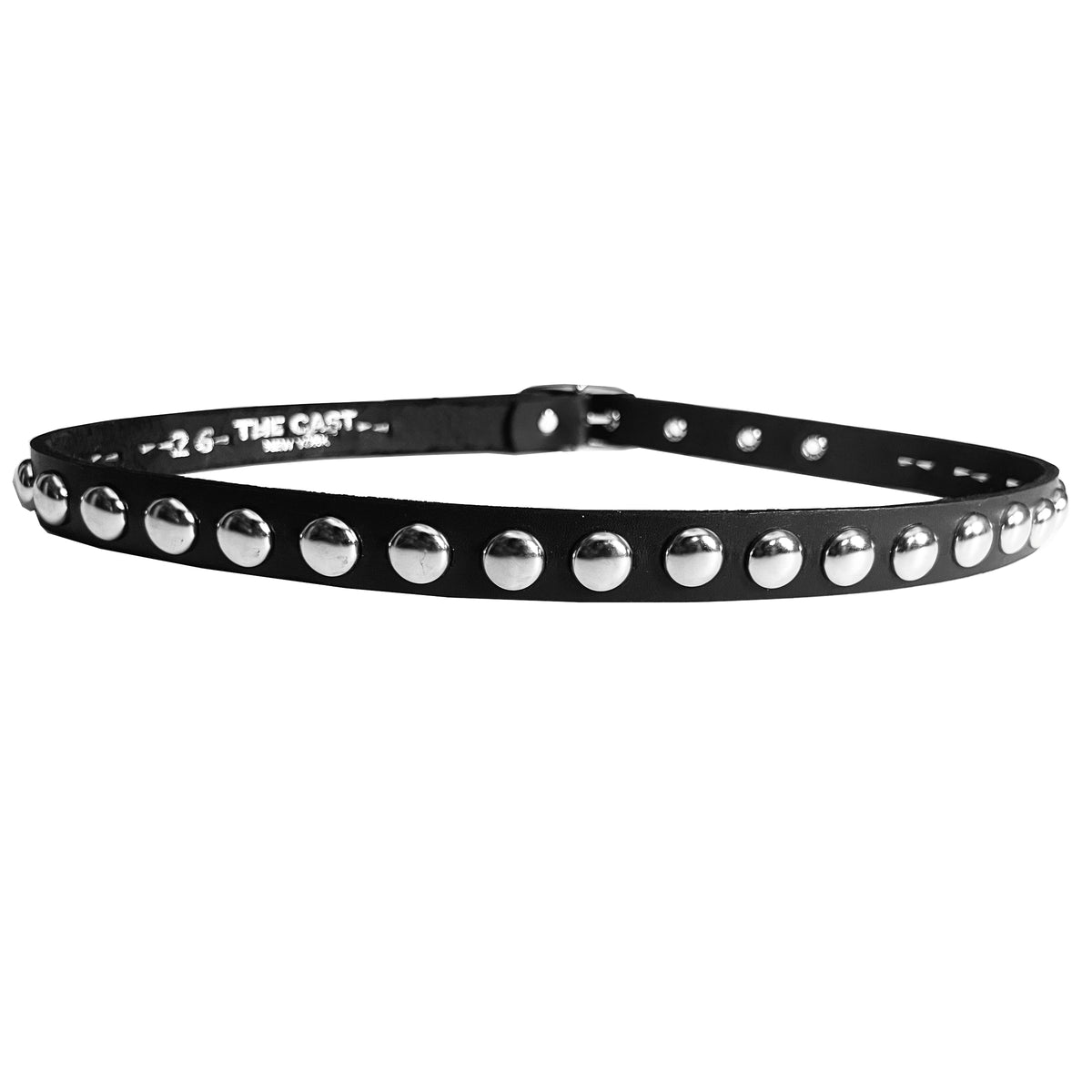 DOME STUDDED BLACK LEATHER BELT