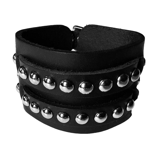 FIREWORKS 2-Row Dome Studded Leather Cuff