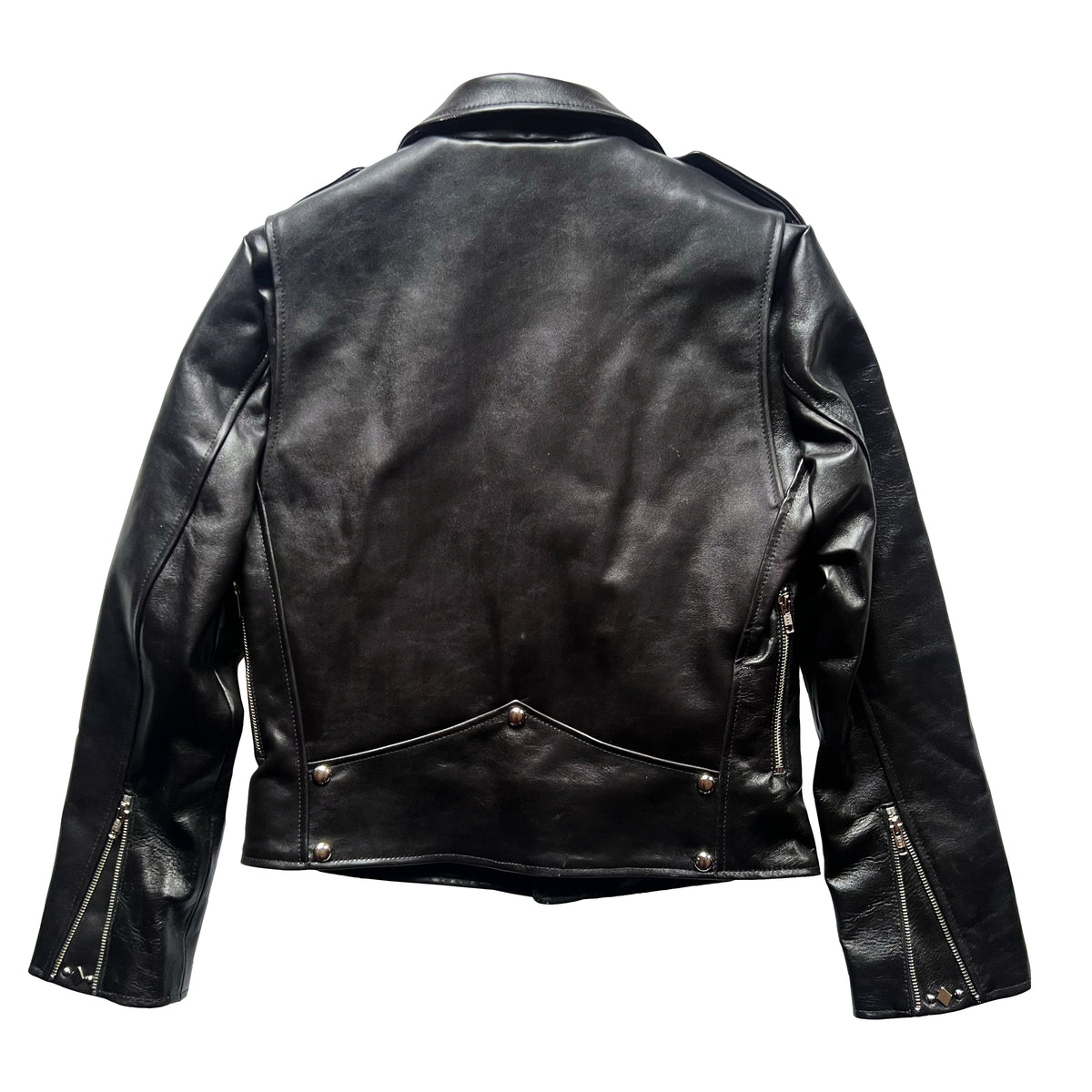 HORSEHIDE CROPPED AVENUE D BLACK LEATHER JACKET