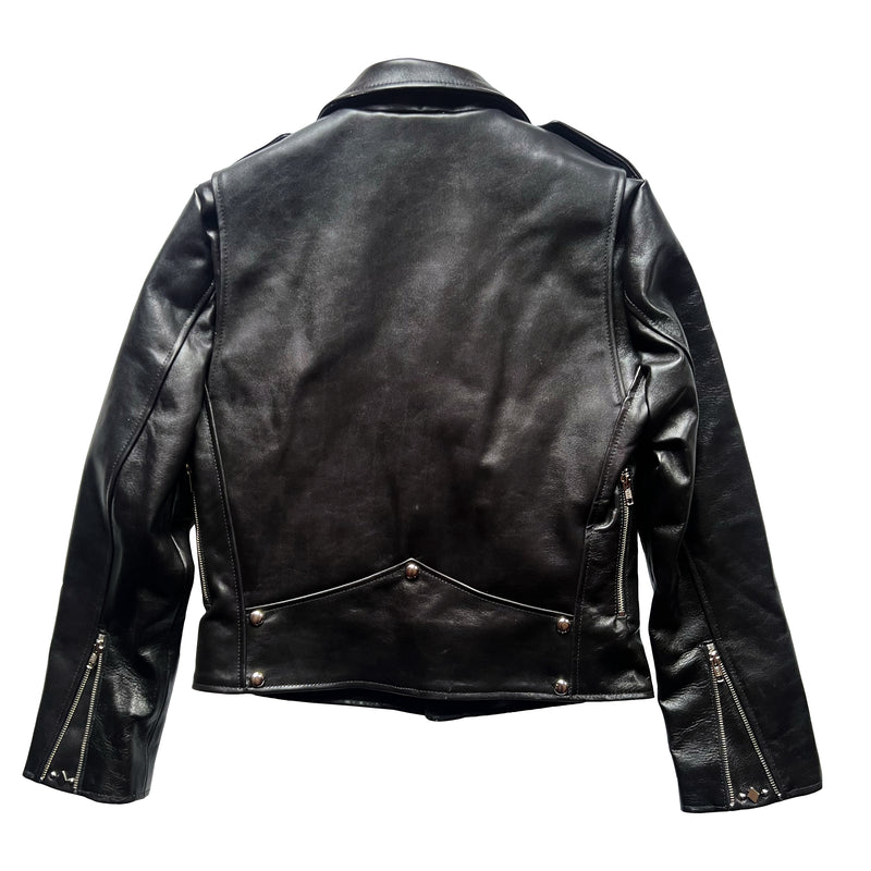 HORSEHIDE CROPPED AVENUE D BLACK LEATHER JACKET