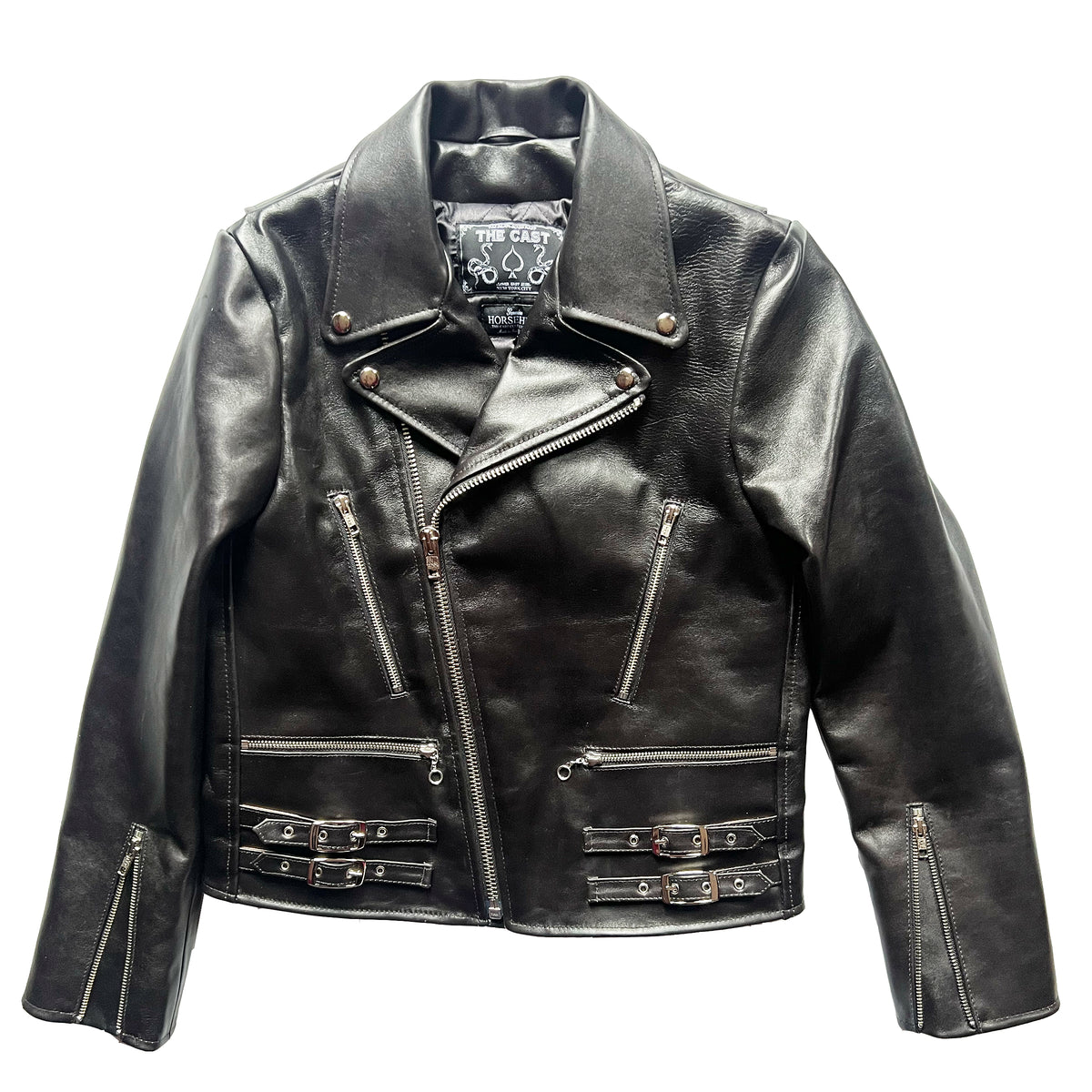 HORSEHIDE CROPPED ESSEX BLACK LEATHER JACKET