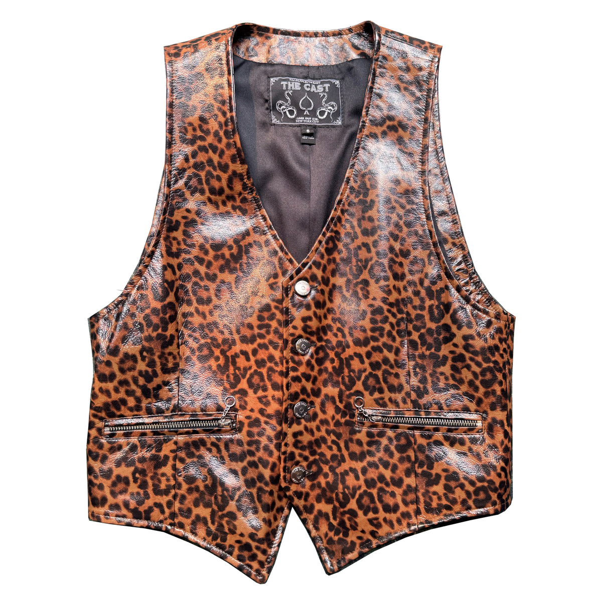 CROPPED OUTLAW 4-BUTTON BLACK LEATHER VEST (JAGUAR)