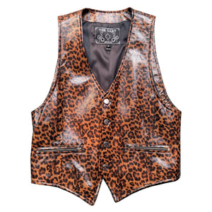 CROPPED OUTLAW 4-BUTTON BLACK LEATHER VEST (JAGUAR)
